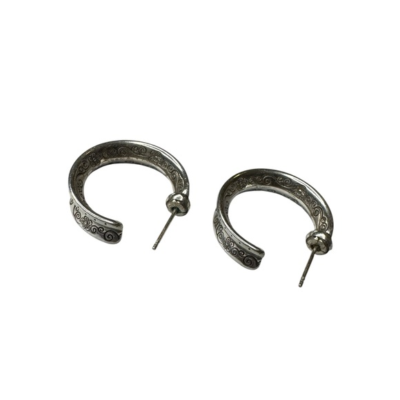 Brighton vintage Silver Tone Hoop Earrings no backs - Picture 4 of 5